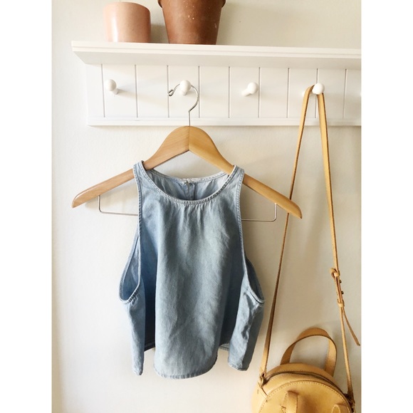 American Apparel Tops - American Apparel Denim Open Back Crop Top Small